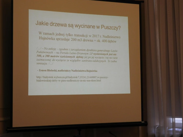 Adam Bohdan mówi o tym gdzie wycina się w Puszczy, o naruszaniu moratorium, wycinaniu 100-letnich drzew...