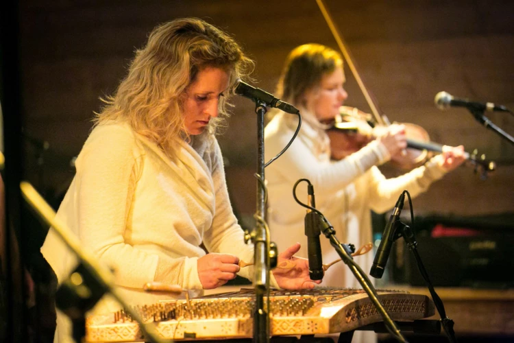 Jeden z instrumentów Kapeli ze Wsi Warszawa to cymbały, koncert "Dla Puszczy, dla Janusza". Fot. Cezary...