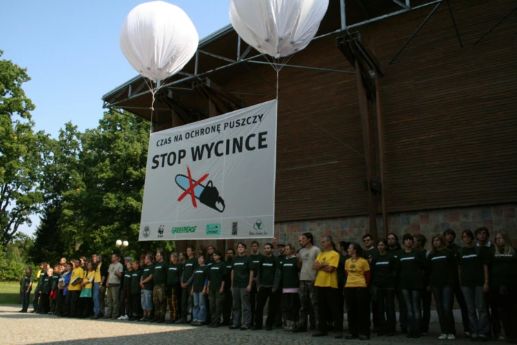 Pokojowa demonstracja organizacji pozarządowych działających na rzecz ochrony Puszczy Białowieskiej...